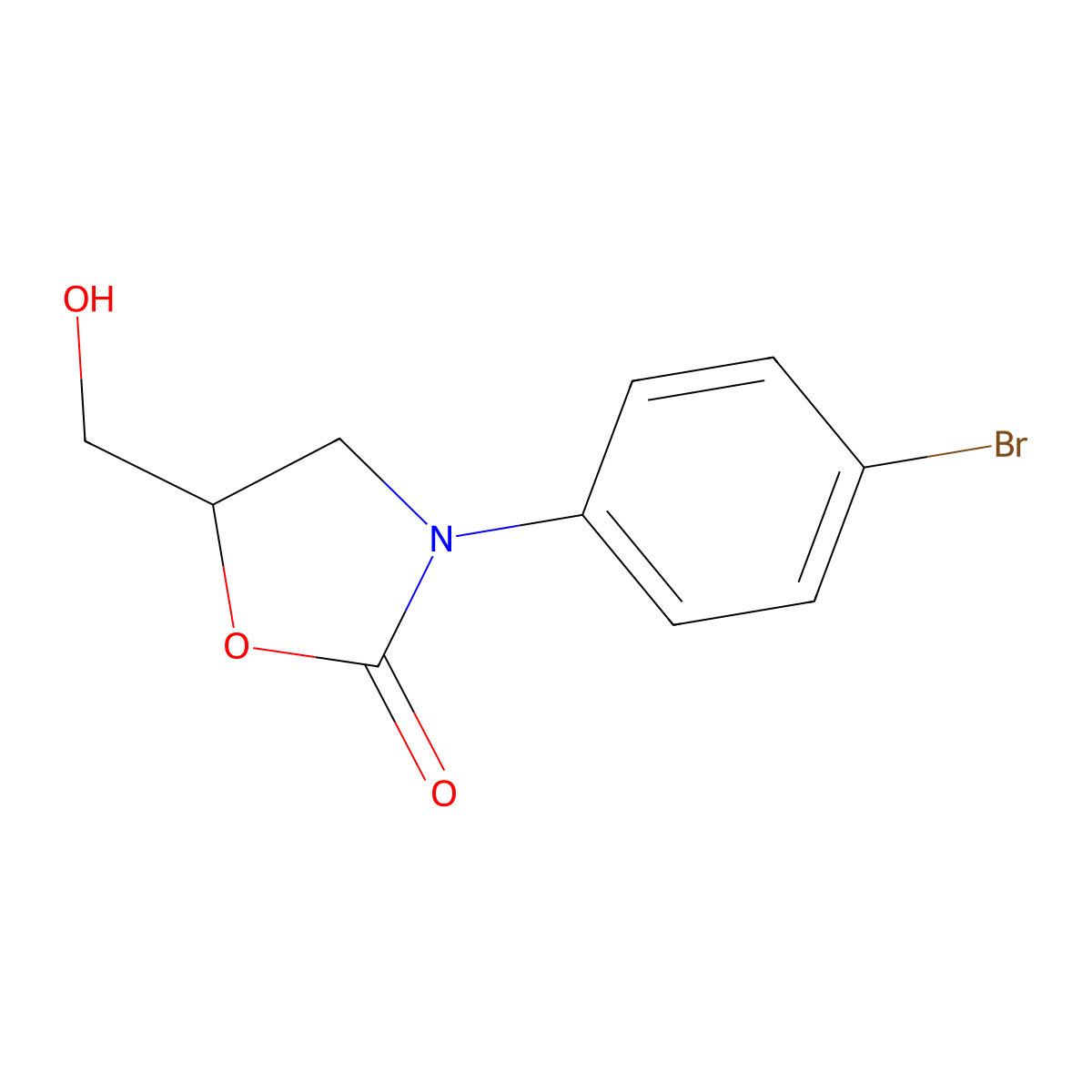 (5R)-3-(4-bromophenyl)-5-(hydroxymethyl)-1,3-oxazolidin-2-one molecular structure, CAS 1252686-47-7