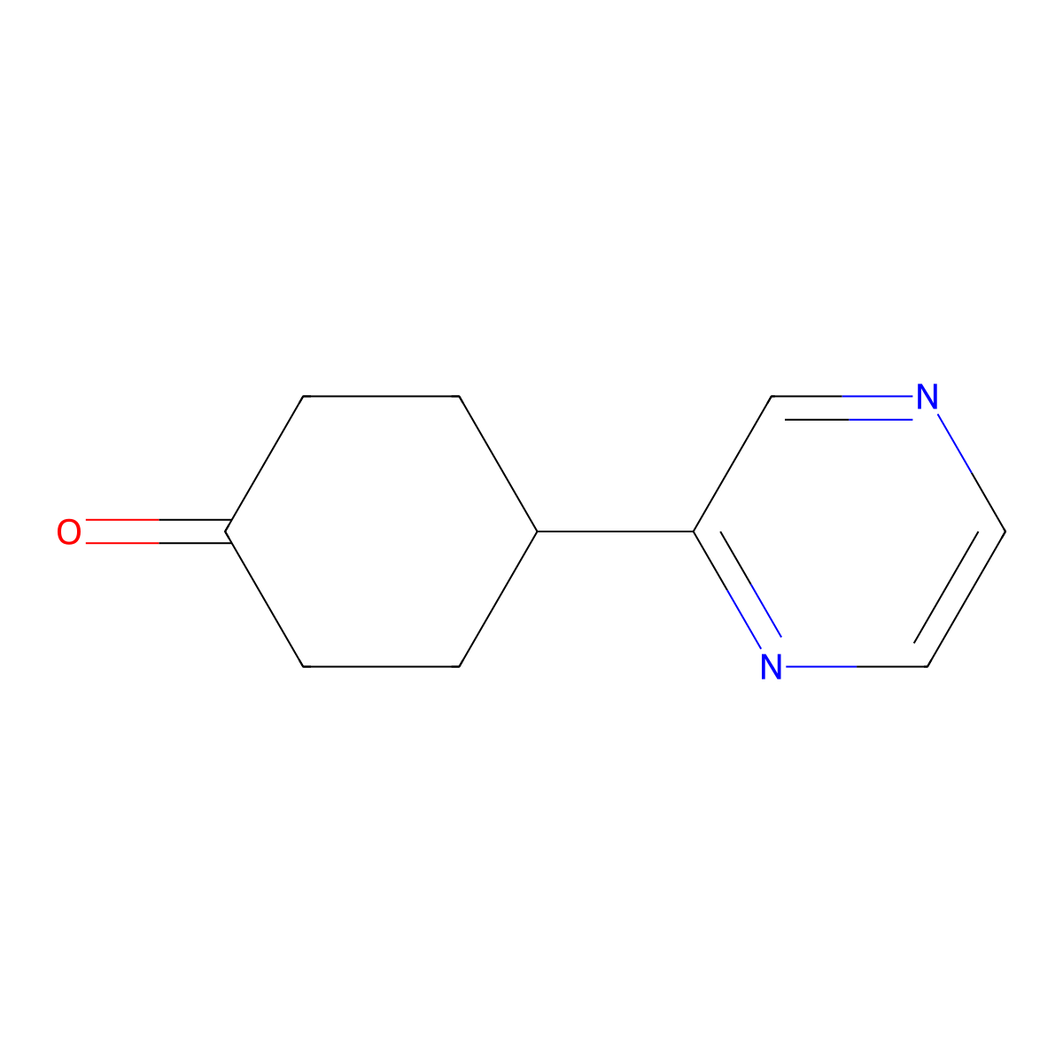 4-(Pyrazin-2-yl)cyclohexan-1-one molecular structure, CAS 1252689-55-6