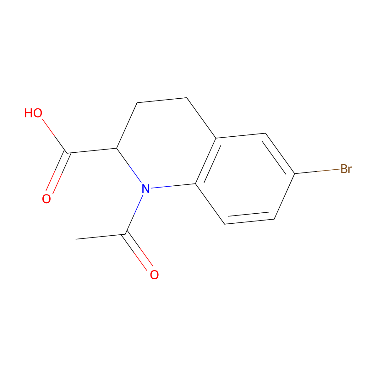 1-Acetyl-6-bromo-1,2,3,4-tetrahydroquinoline-2-carboxylic acid molecular structure, CAS 1252780-28-1