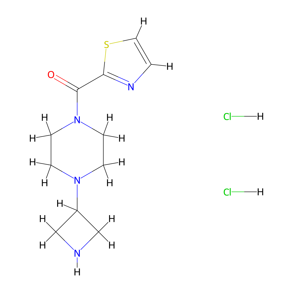 (4-(Azetidin-3-yl)piperazin-1-yl)(thiazol-2-yl)methanone dihydrochloride molecular structure, CAS 1252780-73-6