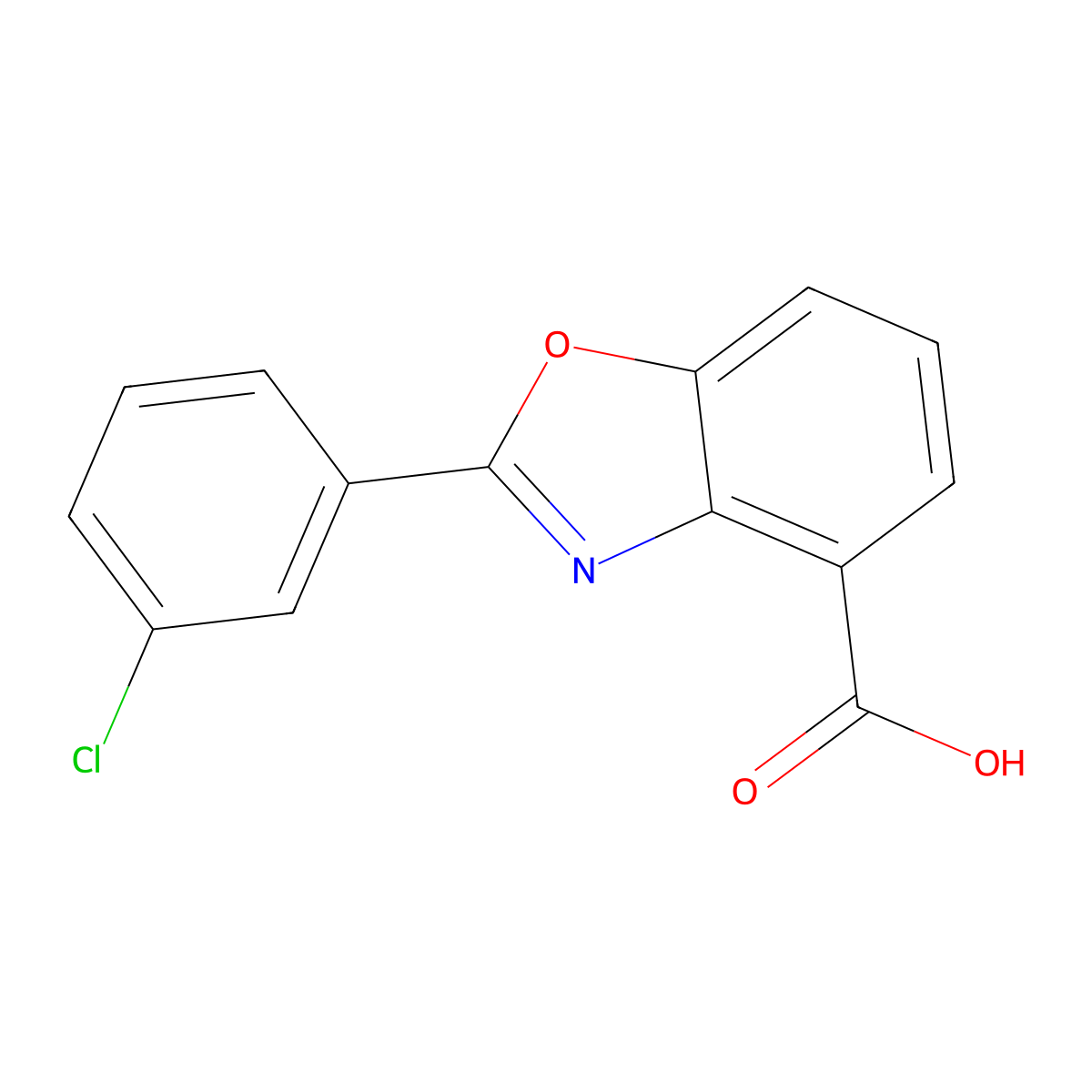 2-(3-Chlorophenyl)-1,3-benzoxazole-4-carboxylic acid molecular structure, CAS 1252781-41-1