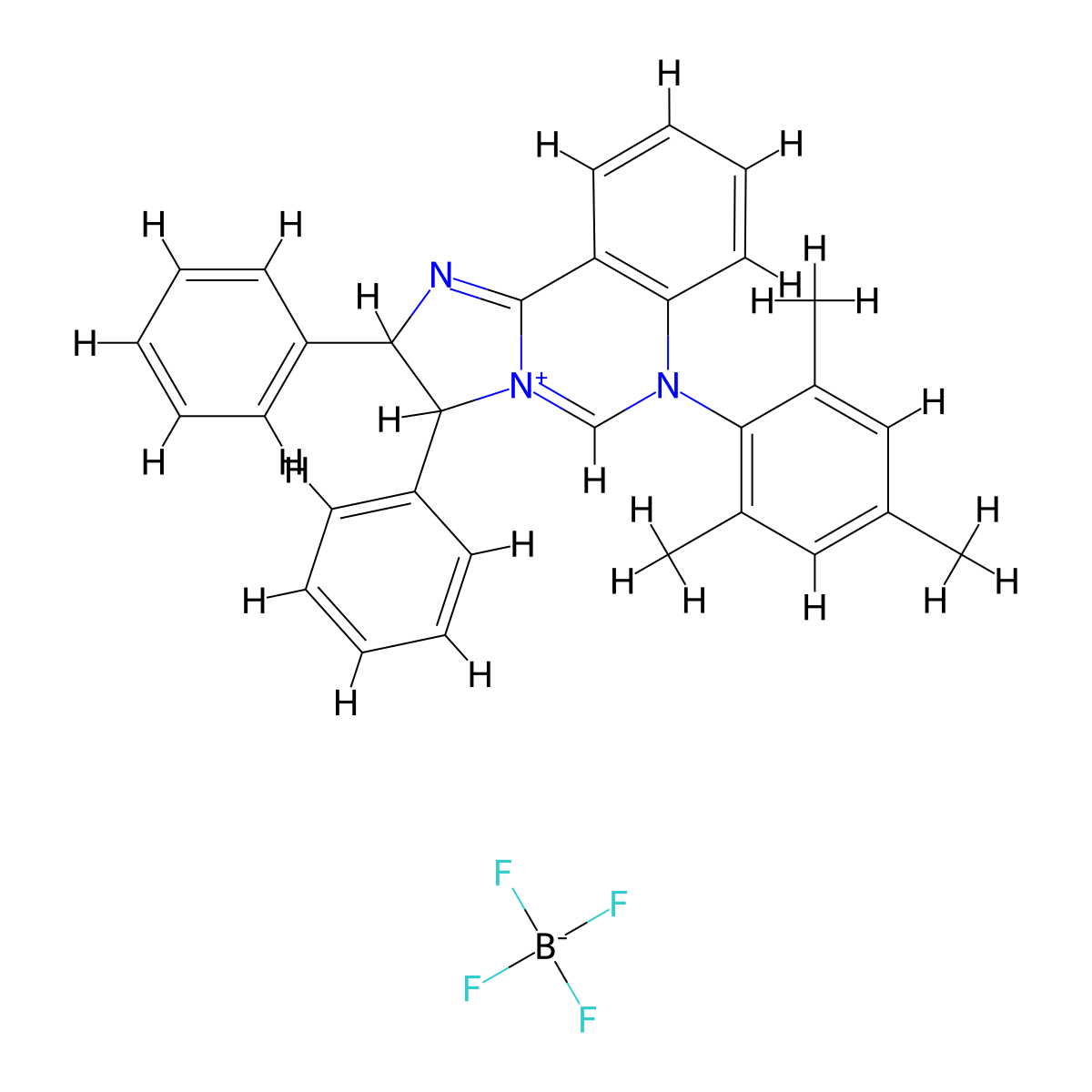 (2S,3S)-6-Mesityl-2,3-diphenyl-3,6-dihydro-2H-imidazo[1,2-c]quinazolin-4-ium tetrafluoroborate molecular structure, CAS 1252813-40-3