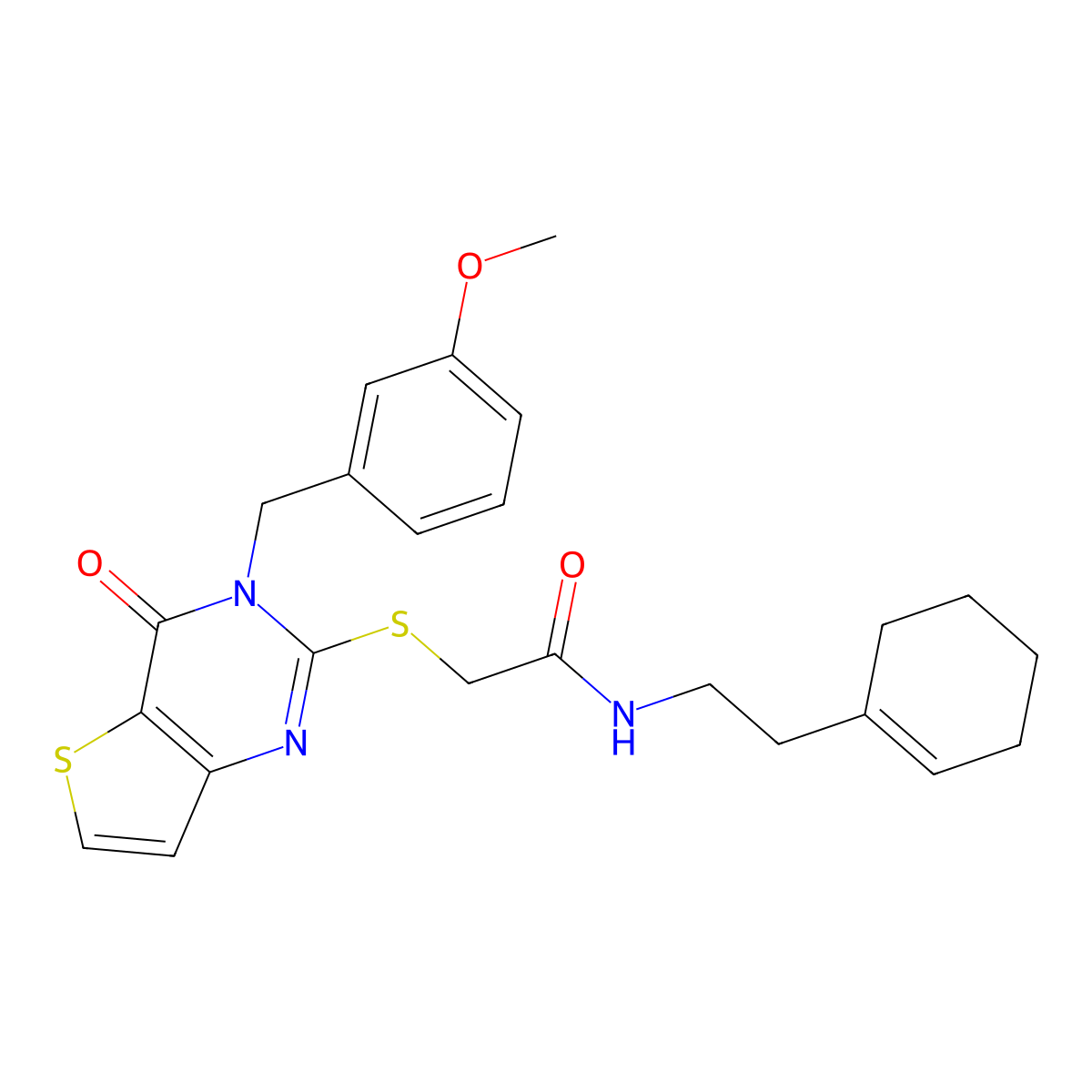 N-[2-(cyclohex-1-en-1-yl)ethyl]-2-{[3-(3-methoxybenzyl)-4-oxo-3,4-dihydrothieno[3,2-d]pyrimidin-2-yl]sulfanyl}acetamide molecular structure, CAS 1252815-69-2