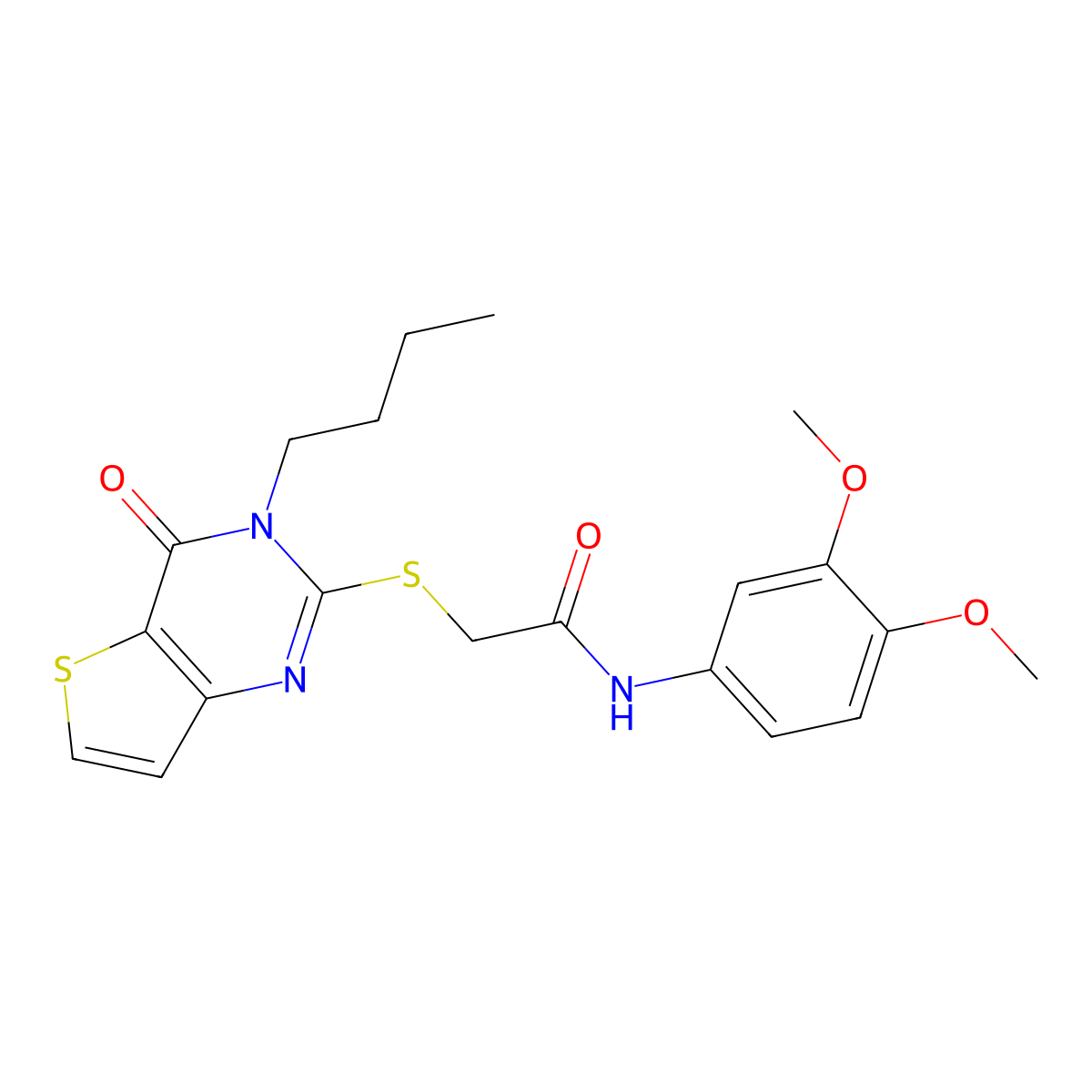 2-[(3-butyl-4-oxo-3,4-dihydrothieno[3,2-d]pyrimidin-2-yl)sulfanyl]-N-(3,4-dimethoxyphenyl)acetamide molecular structure, CAS 1252815-72-7