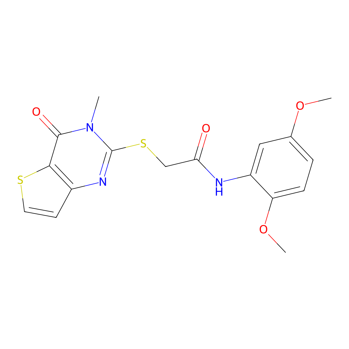 N-(2,5-dimethoxyphenyl)-2-((3-methyl-4-oxo-3,4-dihydrothieno[3,2-d]pyrimidin-2-yl)thio)acetamide molecular structure, CAS 1252815-77-2