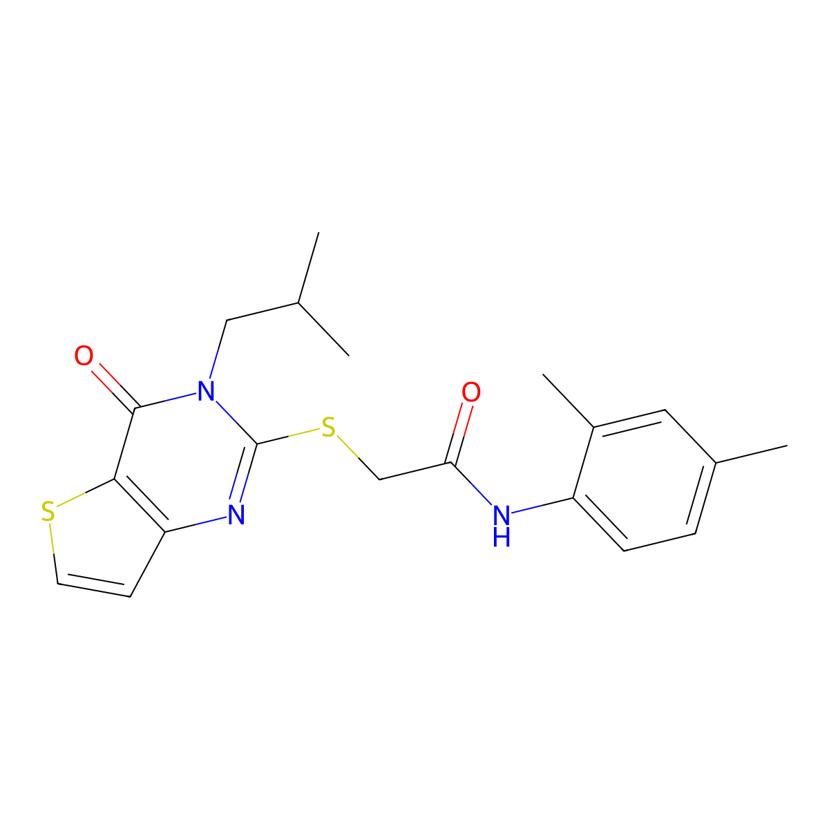N-(2,4-dimethylphenyl)-2-{[3-(2-methylpropyl)-4-oxo-3H,4H-thieno[3,2-d]pyrimidin-2-yl]sulfanyl}acetamide molecular structure, CAS 1252815-99-8
