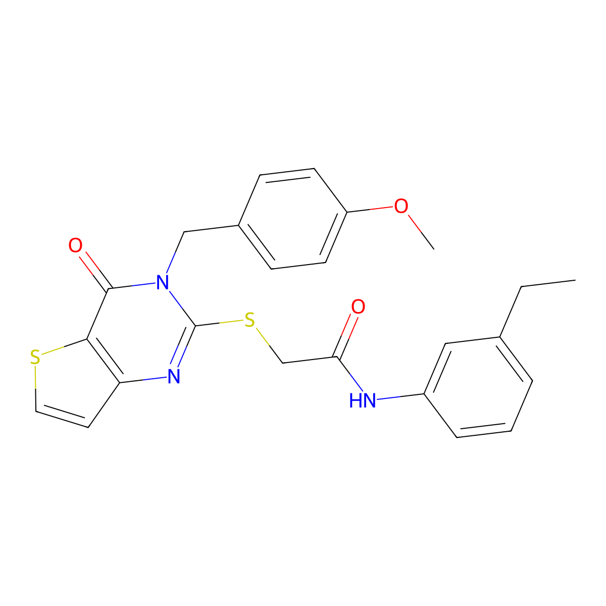 N-(3-ethylphenyl)-2-{[3-(4-methoxybenzyl)-4-oxo-3,4-dihydrothieno[3,2-d]pyrimidin-2-yl]sulfanyl}acetamide molecular structure, CAS 1252816-10-6