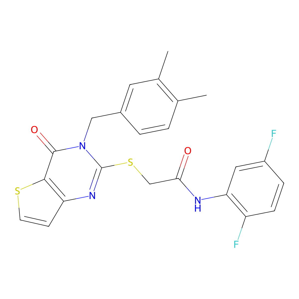 N-(2,5-difluorophenyl)-2-{[3-(3,4-dimethylbenzyl)-4-oxo-3,4-dihydrothieno[3,2-d]pyrimidin-2-yl]sulfanyl}acetamide molecular structure, CAS 1252816-12-8