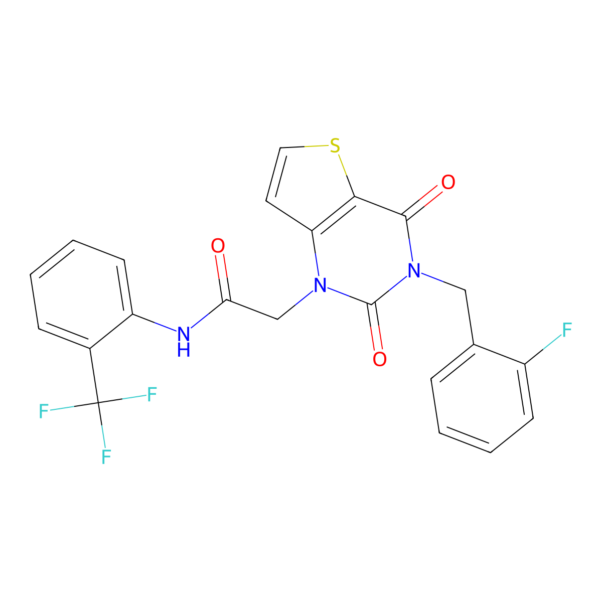 2-{3-[(2-fluorophenyl)methyl]-2,4-dioxo-1H,2H,3H,4H-thieno[3,2-d]pyrimidin-1-yl}-N-[2-(trifluoromethyl)phenyl]acetamide molecular structure, CAS 1252816-13-9
