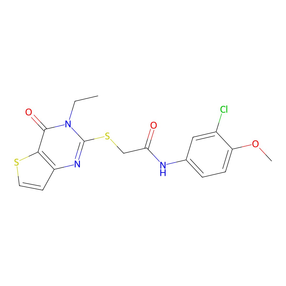 N-(3-chloro-4-methoxyphenyl)-2-[(3-ethyl-4-oxo-3,4-dihydrothieno[3,2-d]pyrimidin-2-yl)sulfanyl]acetamide molecular structure, CAS 1252816-29-7