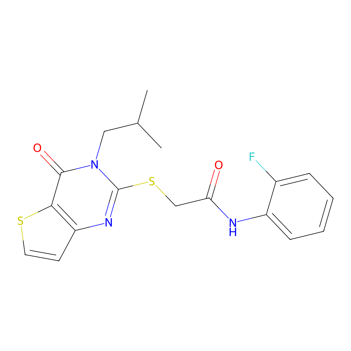 N-(2-fluorophenyl)-2-{[3-(2-methylpropyl)-4-oxo-3,4-dihydrothieno[3,2-d]pyrimidin-2-yl]sulfanyl}acetamide molecular structure, CAS 1252816-57-1