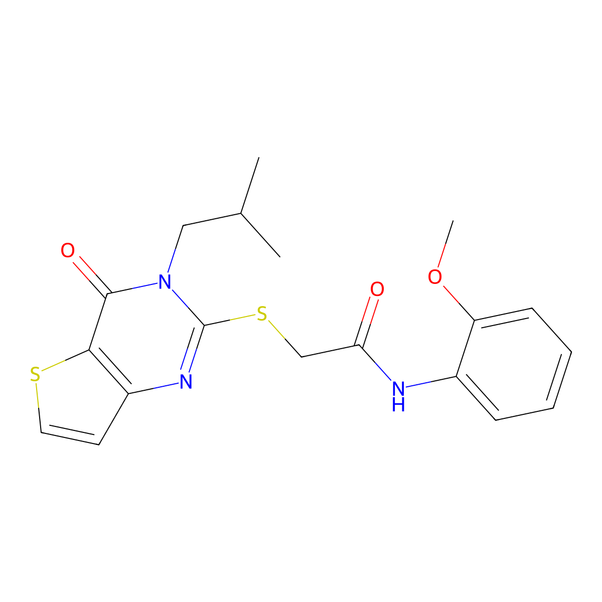 N-(2-methoxyphenyl)-2-{[3-(2-methylpropyl)-4-oxo-3H,4H-thieno[3,2-d]pyrimidin-2-yl]sulfanyl}acetamide molecular structure, CAS 1252816-63-9