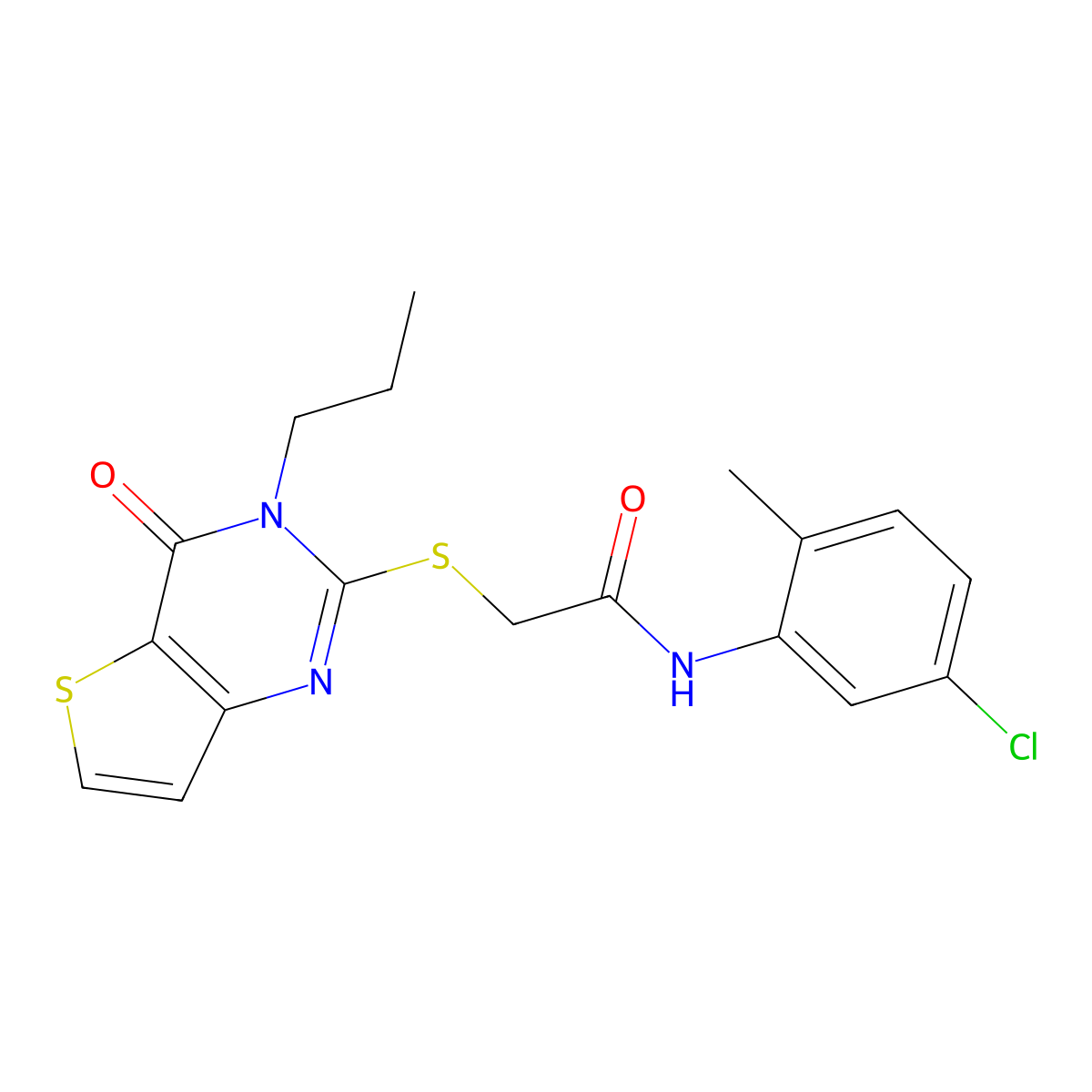 N-(5-chloro-2-methylphenyl)-2-({4-oxo-3-propyl-3H,4H-thieno[3,2-d]pyrimidin-2-yl}sulfanyl)acetamide molecular structure, CAS 1252816-70-8