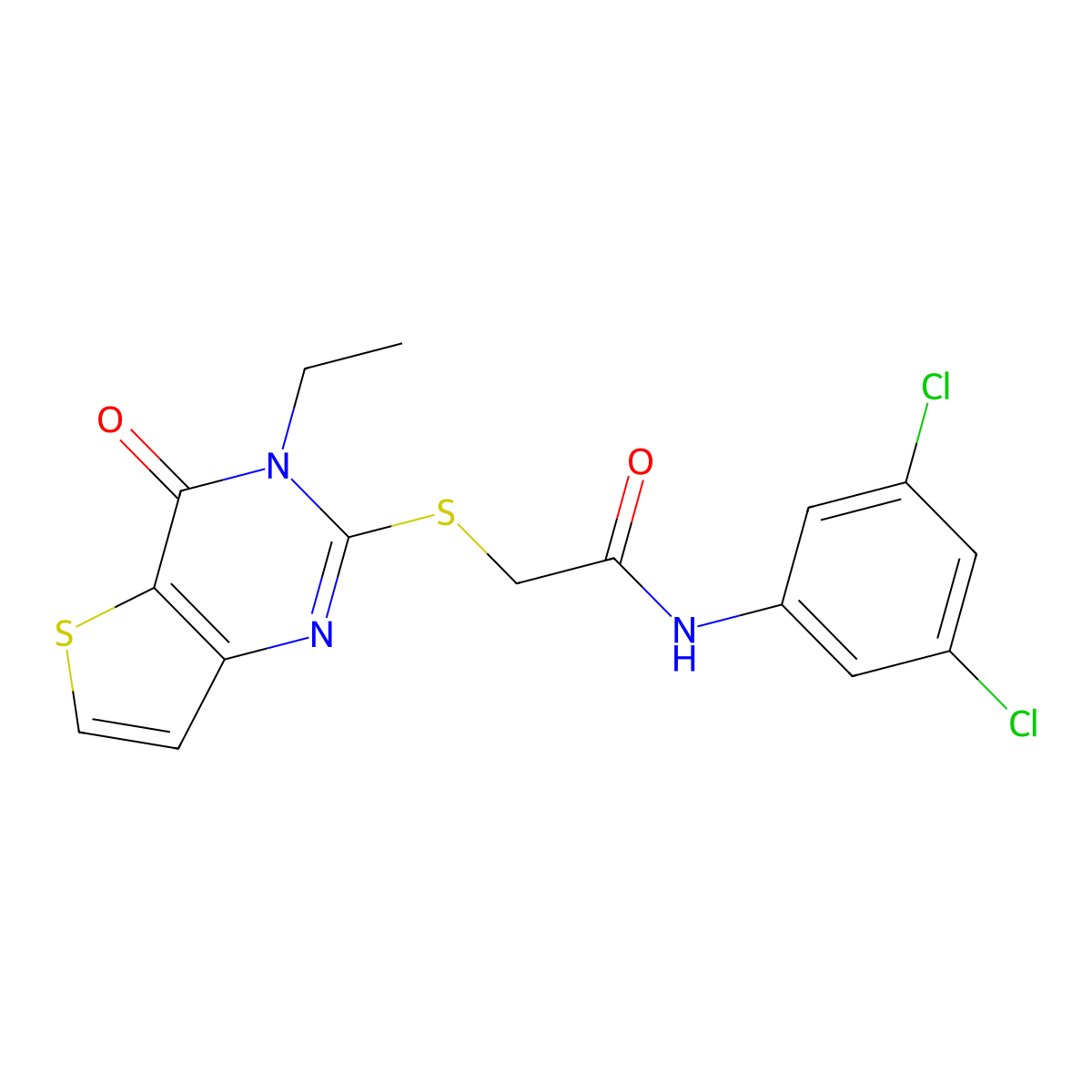 N-(3,5-dichlorophenyl)-2-({3-ethyl-4-oxo-3H,4H-thieno[3,2-d]pyrimidin-2-yl}sulfanyl)acetamide molecular structure, CAS 1252816-89-9