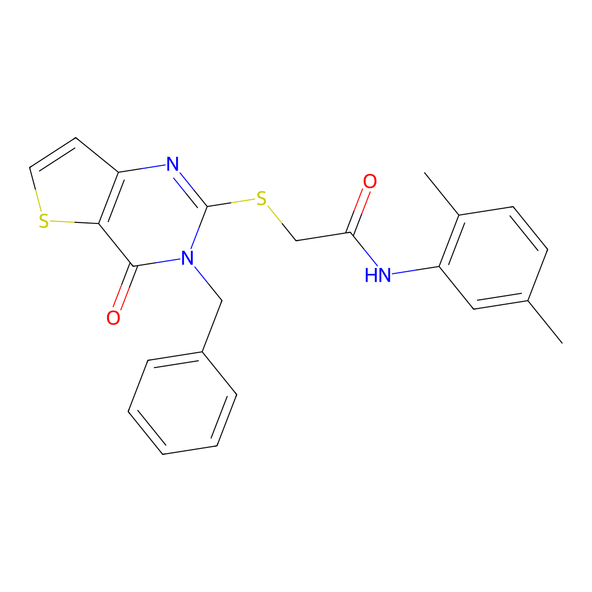 2-({3-benzyl-4-oxo-3H,4H-thieno[3,2-d]pyrimidin-2-yl}sulfanyl)-N-(2,5-dimethylphenyl)acetamide molecular structure, CAS 1252816-97-9