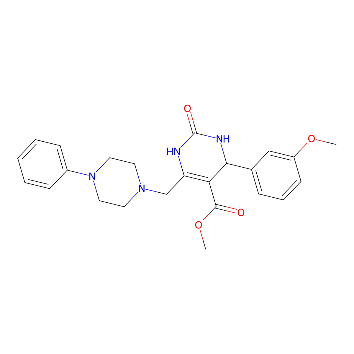 Methyl 4-(3-methoxyphenyl)-2-oxo-6-[(4-phenylpiperazin-1-yl)methyl]-1,2,3,4-tetrahydropyrimidine-5-carboxylate molecular structure, CAS 1252817-17-6