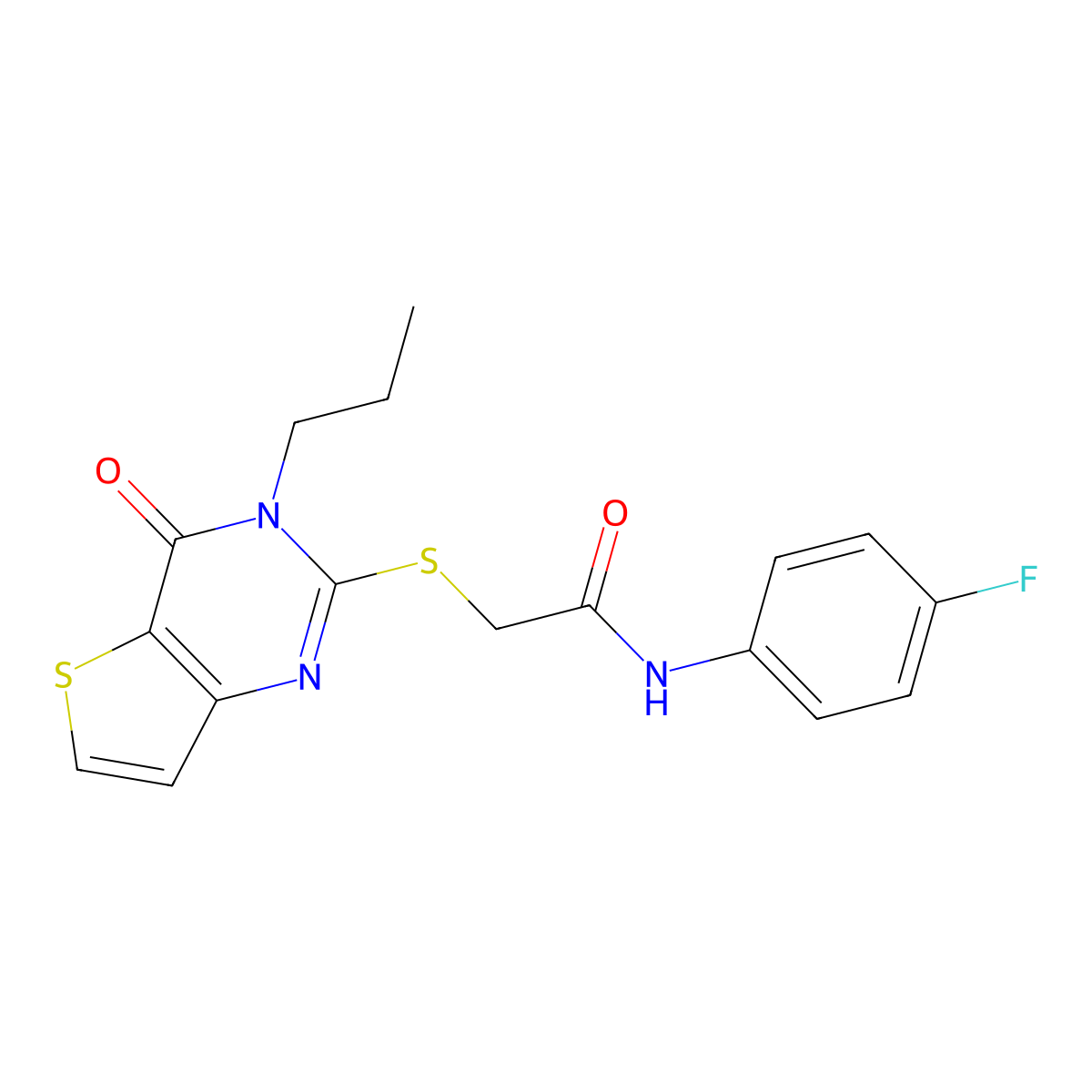 N-(4-fluorophenyl)-2-({4-oxo-3-propyl-3H,4H-thieno[3,2-d]pyrimidin-2-yl}sulfanyl)acetamide molecular structure, CAS 1252817-23-4