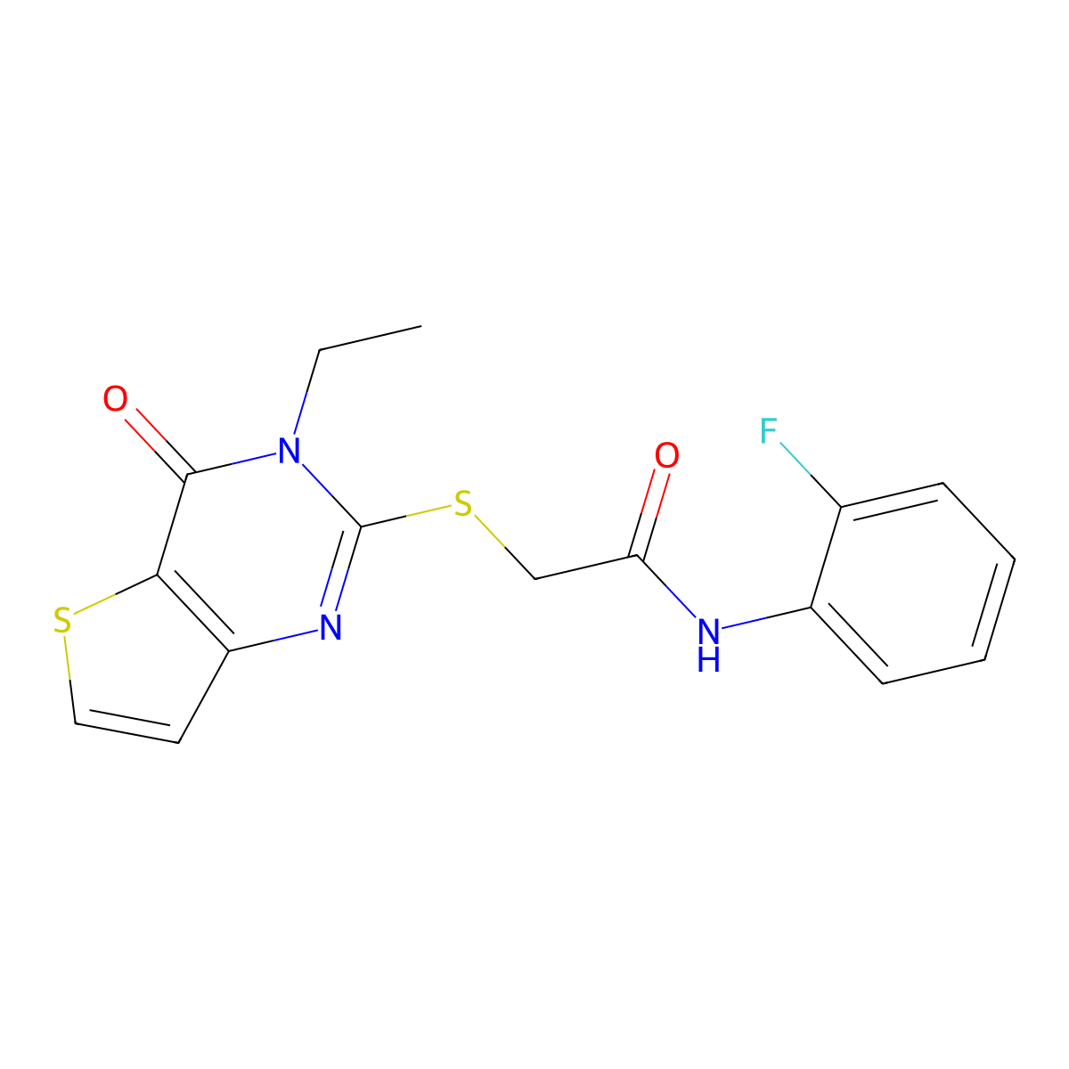 2-[(3-ethyl-4-oxo-3,4-dihydrothieno[3,2-d]pyrimidin-2-yl)sulfanyl]-N-(2-fluorophenyl)acetamide molecular structure, CAS 1252817-33-6