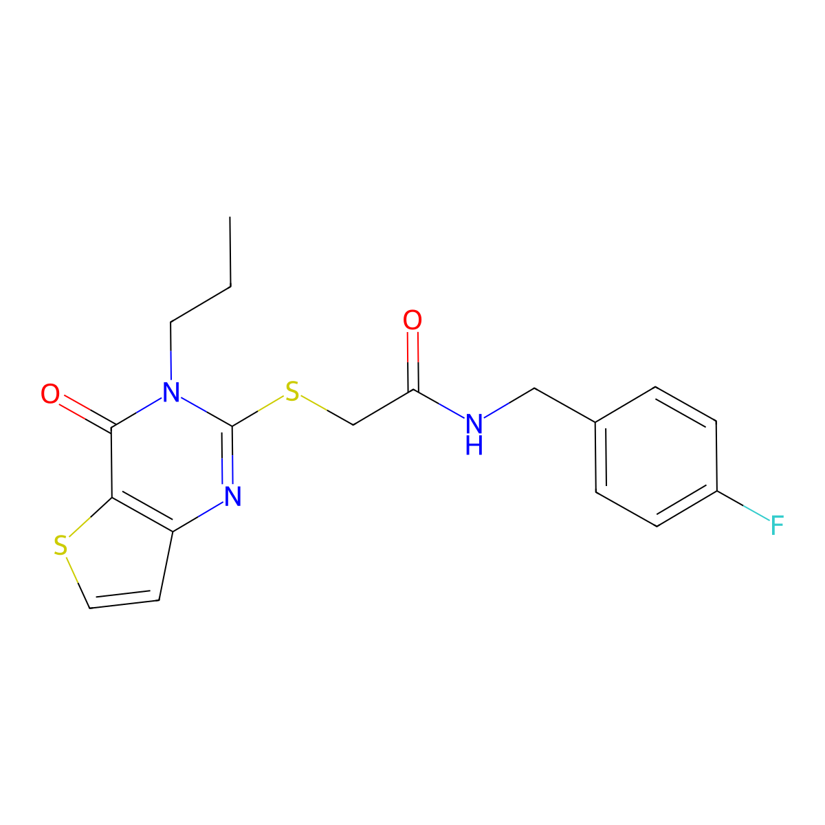 N-[(4-fluorophenyl)methyl]-2-({4-oxo-3-propyl-3H,4H-thieno[3,2-d]pyrimidin-2-yl}sulfanyl)acetamide molecular structure, CAS 1252817-47-2