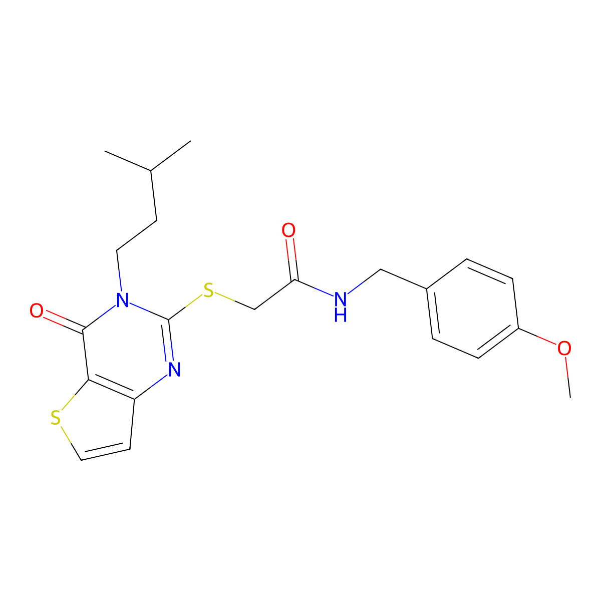 N-(4-methoxybenzyl)-2-{[3-(3-methylbutyl)-4-oxo-3,4-dihydrothieno[3,2-d]pyrimidin-2-yl]sulfanyl}acetamide molecular structure, CAS 1252817-54-1