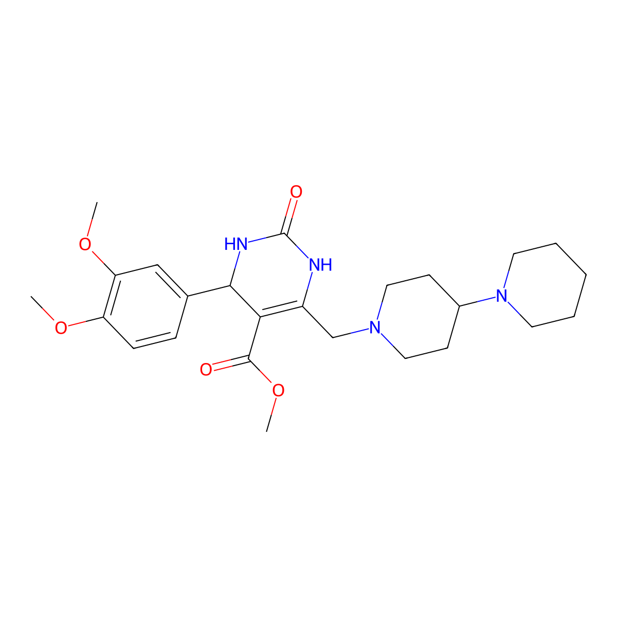 Methyl 6-(1,4'-bipiperidin-1'-ylmethyl)-4-(3,4-dimethoxyphenyl)-2-oxo-1,2,3,4-tetrahydropyrimidine-5-carboxylate molecular structure, CAS 1252817-61-0