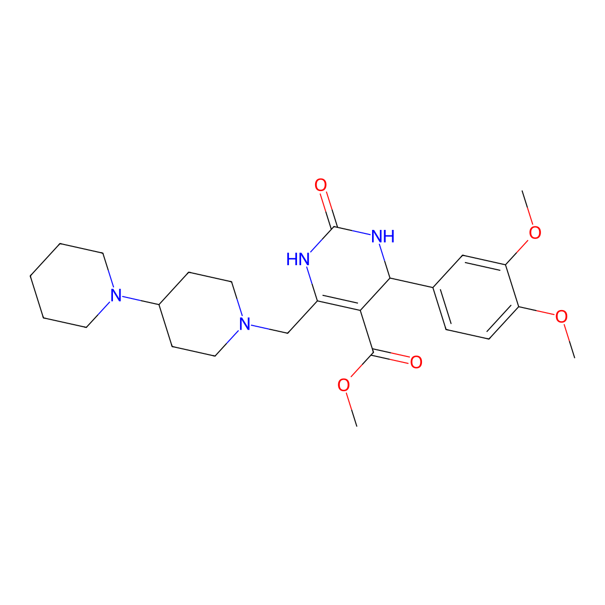 Methyl 6-(1,4'-bipiperidin-1'-ylmethyl)-4-(3,4-dimethoxyphenyl)-2-oxo-1,2,3,4-tetrahydropyrimidine-5-carboxylate molecular structure, CAS 1252817-61-0