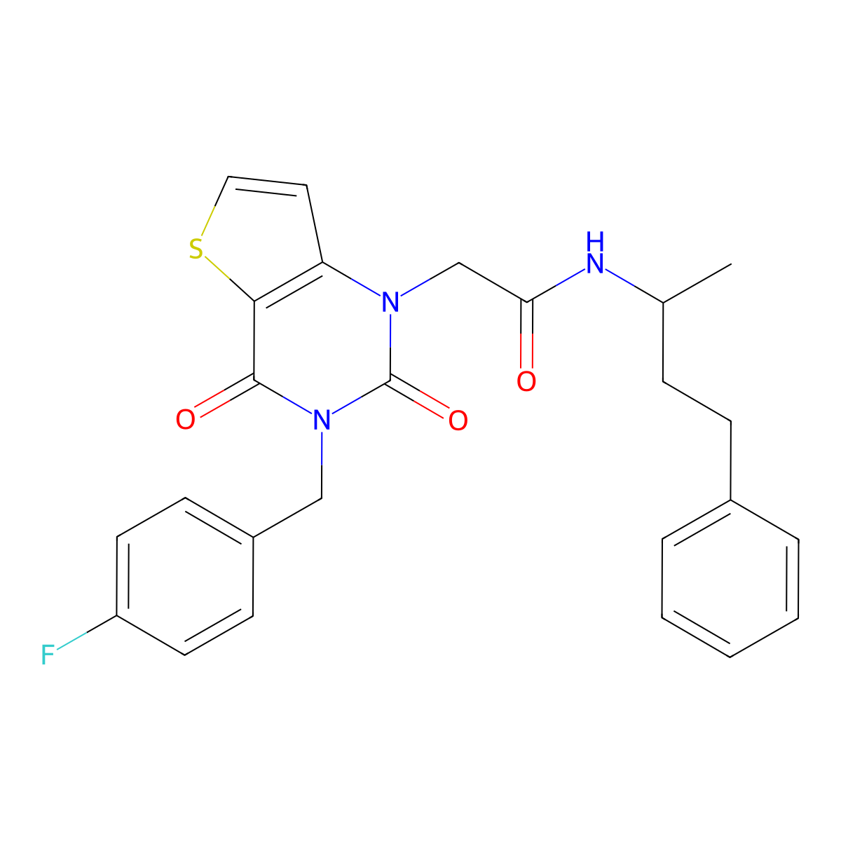 2-(3-(4-fluorobenzyl)-2,4-dioxo-3,4-dihydrothieno[3,2-d]pyrimidin-1(2H)-yl)-N-(4-phenylbutan-2-yl)acetamide molecular structure, CAS 1252817-78-9