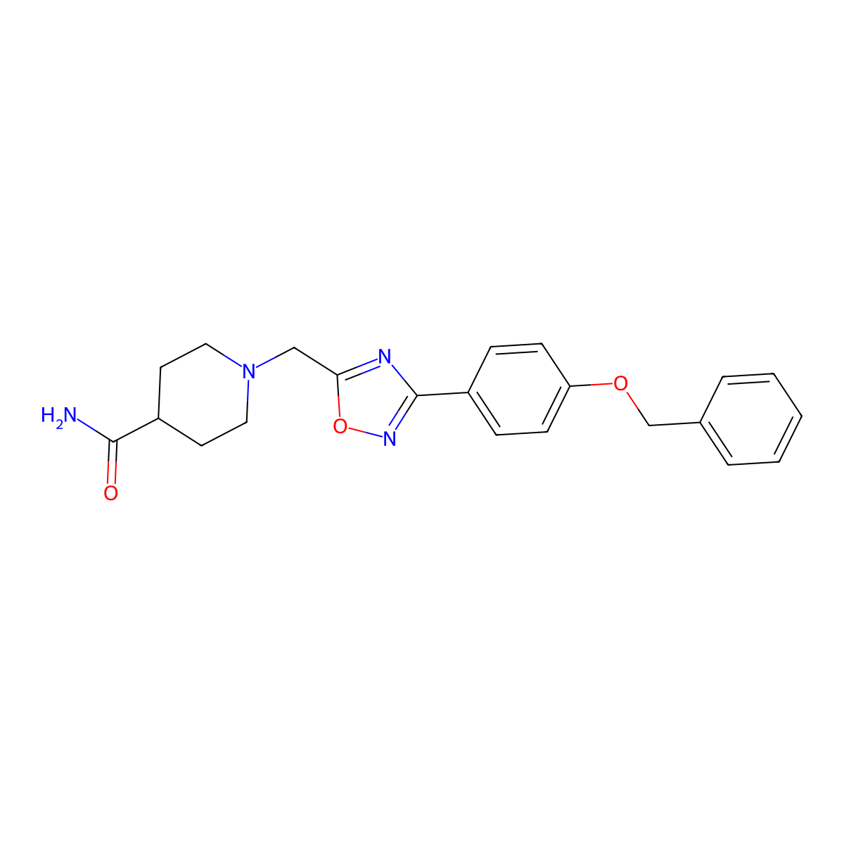 1-({3-[4-(Benzyloxy)phenyl]-1,2,4-oxadiazol-5-yl}methyl)piperidine-4-carboxamide molecular structure, CAS 1252817-91-6