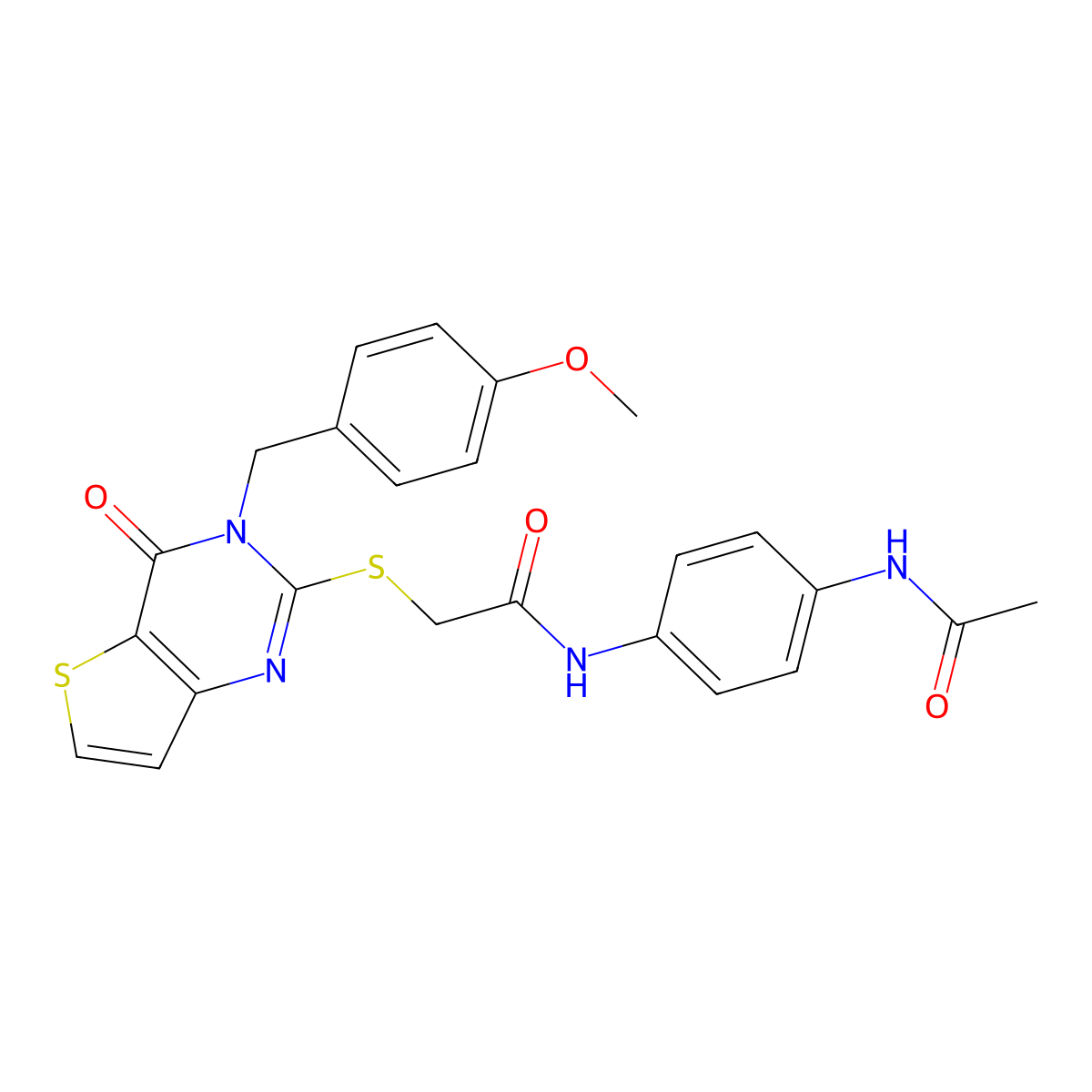 N-(4-acetamidophenyl)-2-({3-[(4-methoxyphenyl)methyl]-4-oxo-3H,4H-thieno[3,2-d]pyrimidin-2-yl}sulfanyl)acetamide molecular structure, CAS 1252818-00-0