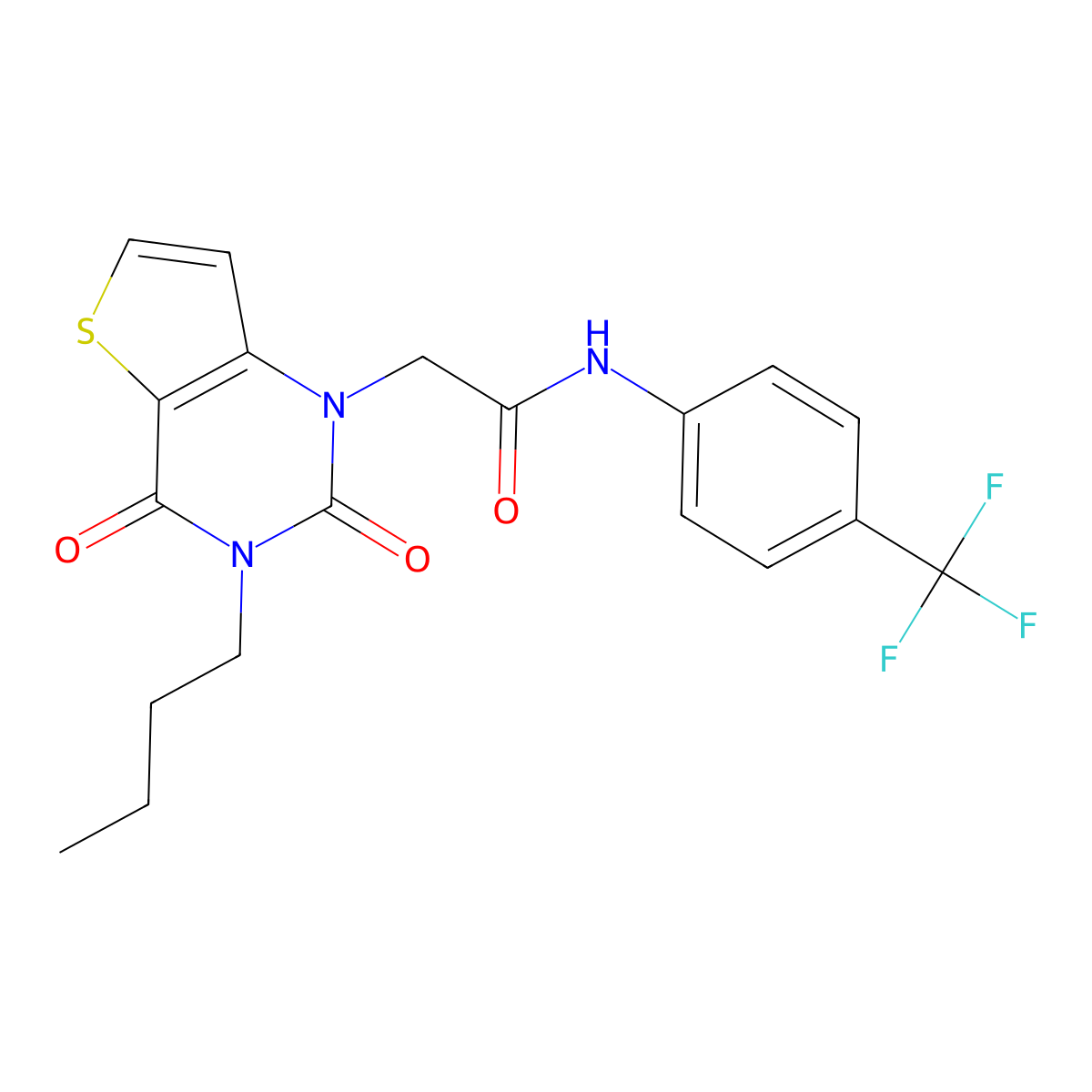 2-(3-butyl-2,4-dioxo-3,4-dihydrothieno[3,2-d]pyrimidin-1(2H)-yl)-N-[4-(trifluoromethyl)phenyl]acetamide molecular structure, CAS 1252818-01-1