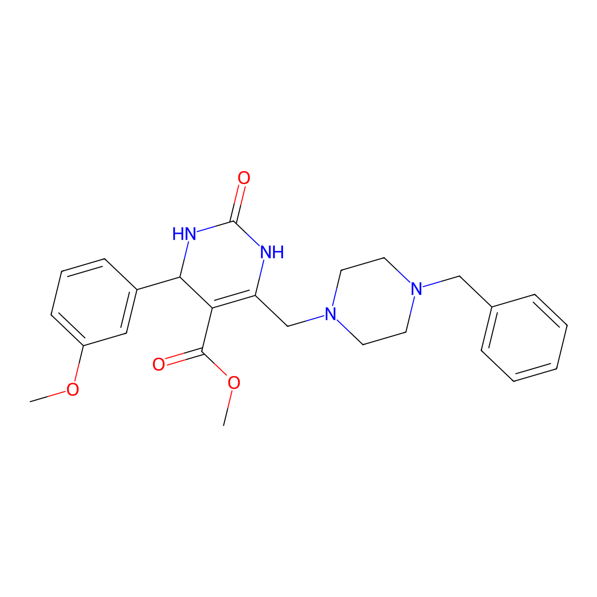 Methyl 6-[(4-benzylpiperazin-1-yl)methyl]-4-(3-methoxyphenyl)-2-oxo-1,2,3,4-tetrahydropyrimidine-5-carboxylate molecular structure, CAS 1252818-03-3