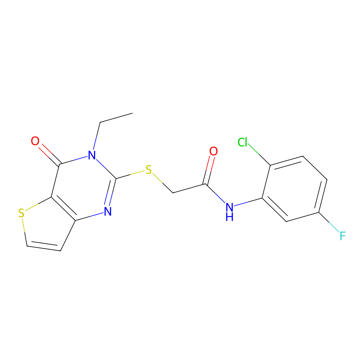 N-(2-chloro-5-fluorophenyl)-2-({3-ethyl-4-oxo-3H,4H-thieno[3,2-d]pyrimidin-2-yl}sulfanyl)acetamide molecular structure, CAS 1252818-22-6