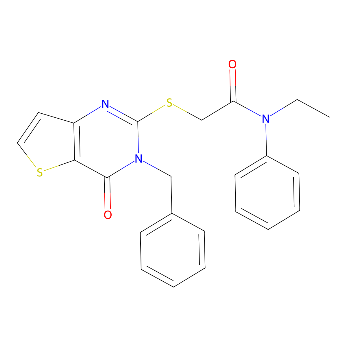 2-({3-benzyl-4-oxo-3H,4H-thieno[3,2-d]pyrimidin-2-yl}sulfanyl)-N-ethyl-N-phenylacetamide molecular structure, CAS 1252818-24-8