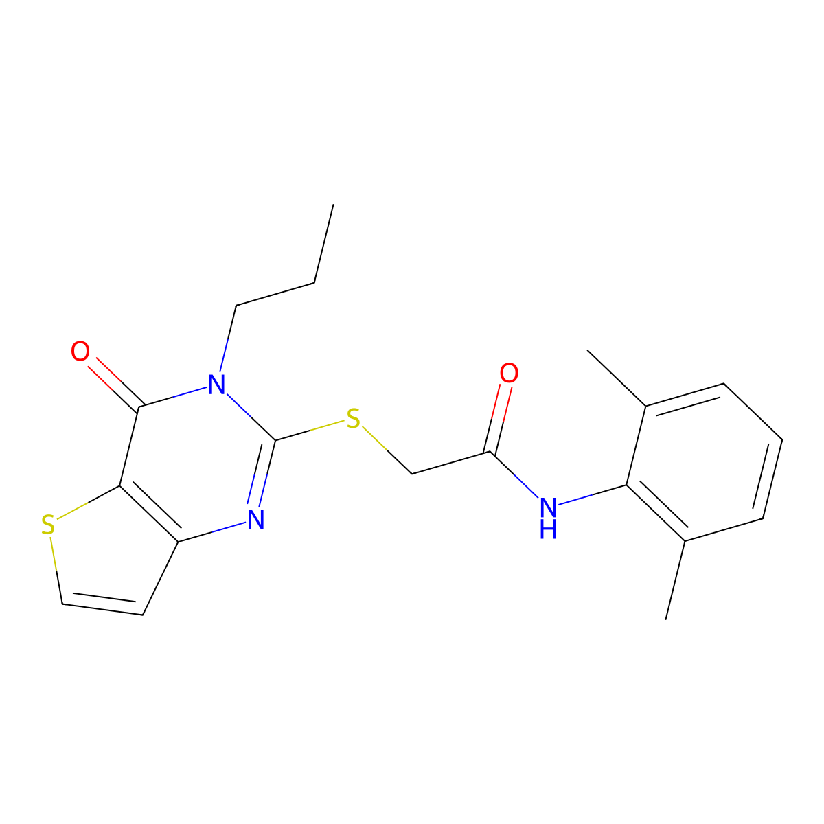 N-(2,6-dimethylphenyl)-2-({4-oxo-3-propyl-3H,4H-thieno[3,2-d]pyrimidin-2-yl}sulfanyl)acetamide molecular structure, CAS 1252818-82-8