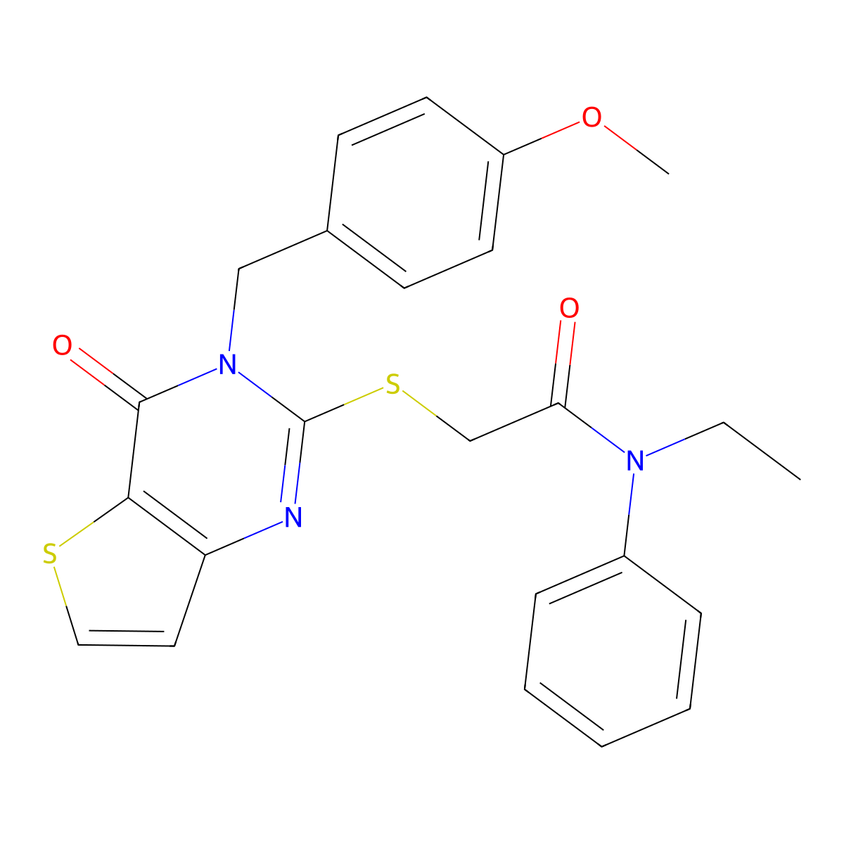 N-ethyl-2-{[3-(4-methoxybenzyl)-4-oxo-3,4-dihydrothieno[3,2-d]pyrimidin-2-yl]sulfanyl}-N-phenylacetamide molecular structure, CAS 1252818-96-4