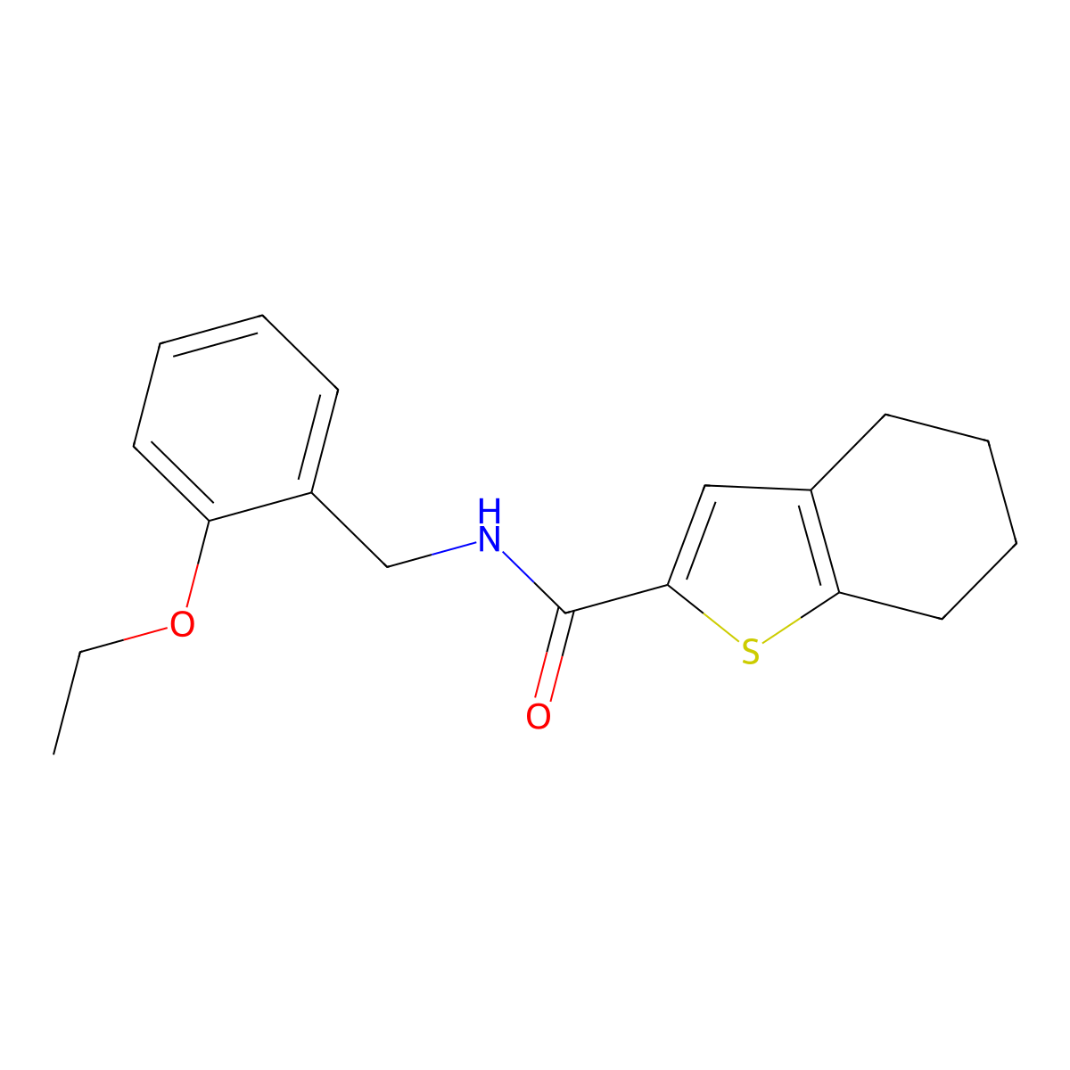 N-(2-ethoxybenzyl)-4,5,6,7-tetrahydro-1-benzothiophene-2-carboxamide molecular structure, CAS 1252819-23-0