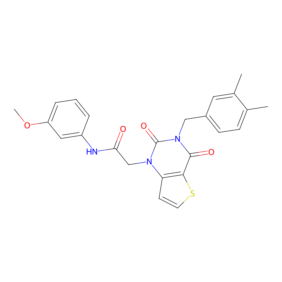 2-(3-(3,4-dimethylbenzyl)-2,4-dioxo-3,4-dihydrothieno[3,2-d]pyrimidin-1(2H)-yl)-N-(3-methoxyphenyl)acetamide molecular structure, CAS 1252819-37-6