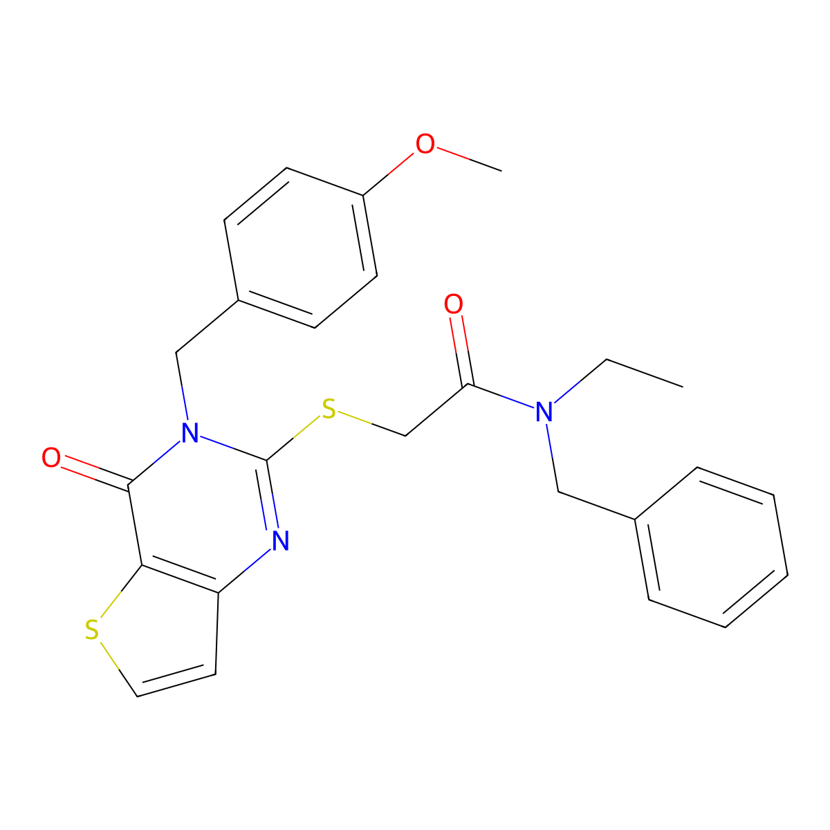 N-benzyl-N-ethyl-2-{[3-(4-methoxybenzyl)-4-oxo-3,4-dihydrothieno[3,2-d]pyrimidin-2-yl]sulfanyl}acetamide molecular structure, CAS 1252819-40-1