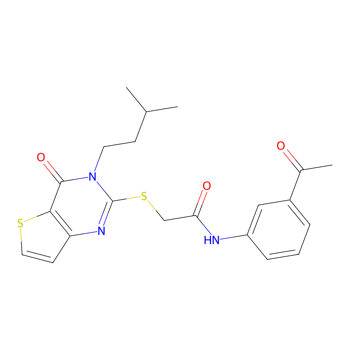 N-(3-acetylphenyl)-2-{[3-(3-methylbutyl)-4-oxo-3,4-dihydrothieno[3,2-d]pyrimidin-2-yl]sulfanyl}acetamide molecular structure, CAS 1252819-44-5