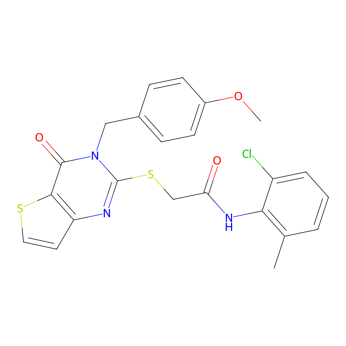 N-(2-chloro-6-methylphenyl)-2-({3-[(4-methoxyphenyl)methyl]-4-oxo-3H,4H-thieno[3,2-d]pyrimidin-2-yl}sulfanyl)acetamide molecular structure, CAS 1252819-50-3