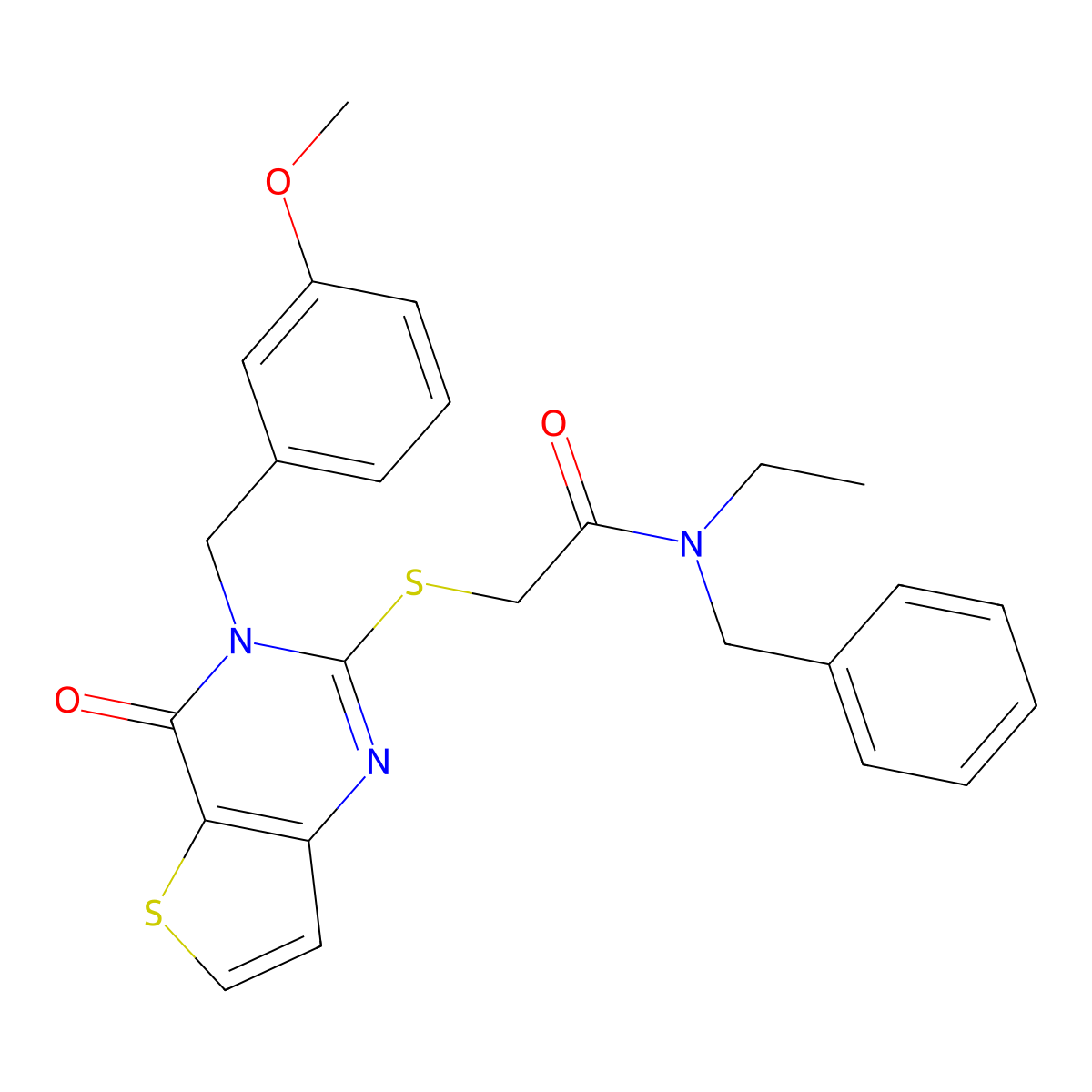 N-benzyl-N-ethyl-2-({3-[(3-methoxyphenyl)methyl]-4-oxo-3H,4H-thieno[3,2-d]pyrimidin-2-yl}sulfanyl)acetamide molecular structure, CAS 1252819-52-5