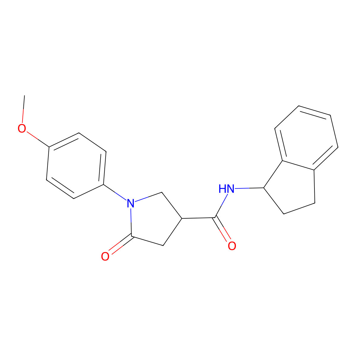 N-(2,3-dihydro-1H-inden-1-yl)-1-(4-methoxyphenyl)-5-oxopyrrolidine-3-carboxamide molecular structure, CAS 1252819-75-2