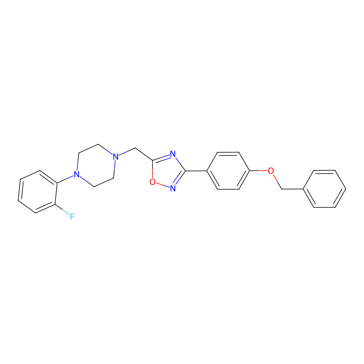 1-({3-[4-(Benzyloxy)phenyl]-1,2,4-oxadiazol-5-yl}methyl)-4-(2-fluorophenyl)piperazine molecular structure, CAS 1252820-00-0