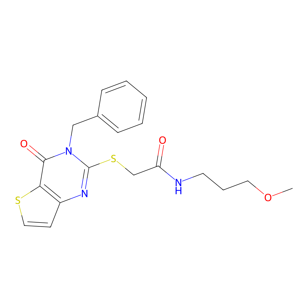 2-({3-benzyl-4-oxo-3H,4H-thieno[3,2-d]pyrimidin-2-yl}sulfanyl)-N-(3-methoxypropyl)acetamide molecular structure, CAS 1252820-15-7