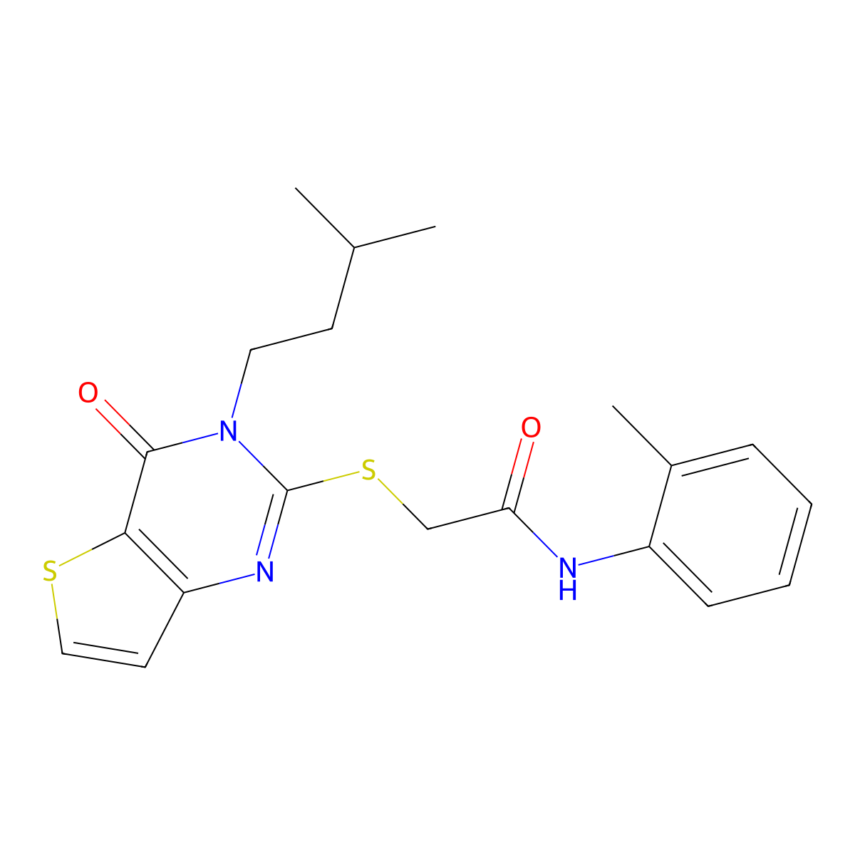 2-{[3-(3-methylbutyl)-4-oxo-3,4-dihydrothieno[3,2-d]pyrimidin-2-yl]sulfanyl}-N-(2-methylphenyl)acetamide molecular structure, CAS 1252820-16-8