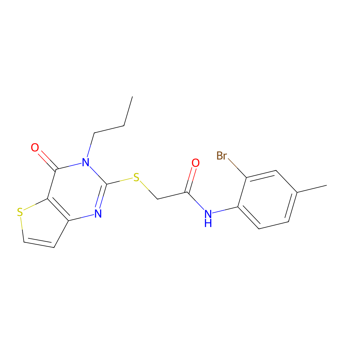 N-(2-bromo-4-methylphenyl)-2-({4-oxo-3-propyl-3H,4H-thieno[3,2-d]pyrimidin-2-yl}sulfanyl)acetamide molecular structure, CAS 1252820-20-4