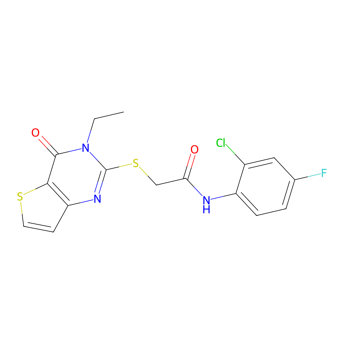 N-(2-chloro-4-fluorophenyl)-2-({3-ethyl-4-oxo-3H,4H-thieno[3,2-d]pyrimidin-2-yl}sulfanyl)acetamide molecular structure, CAS 1252820-22-6