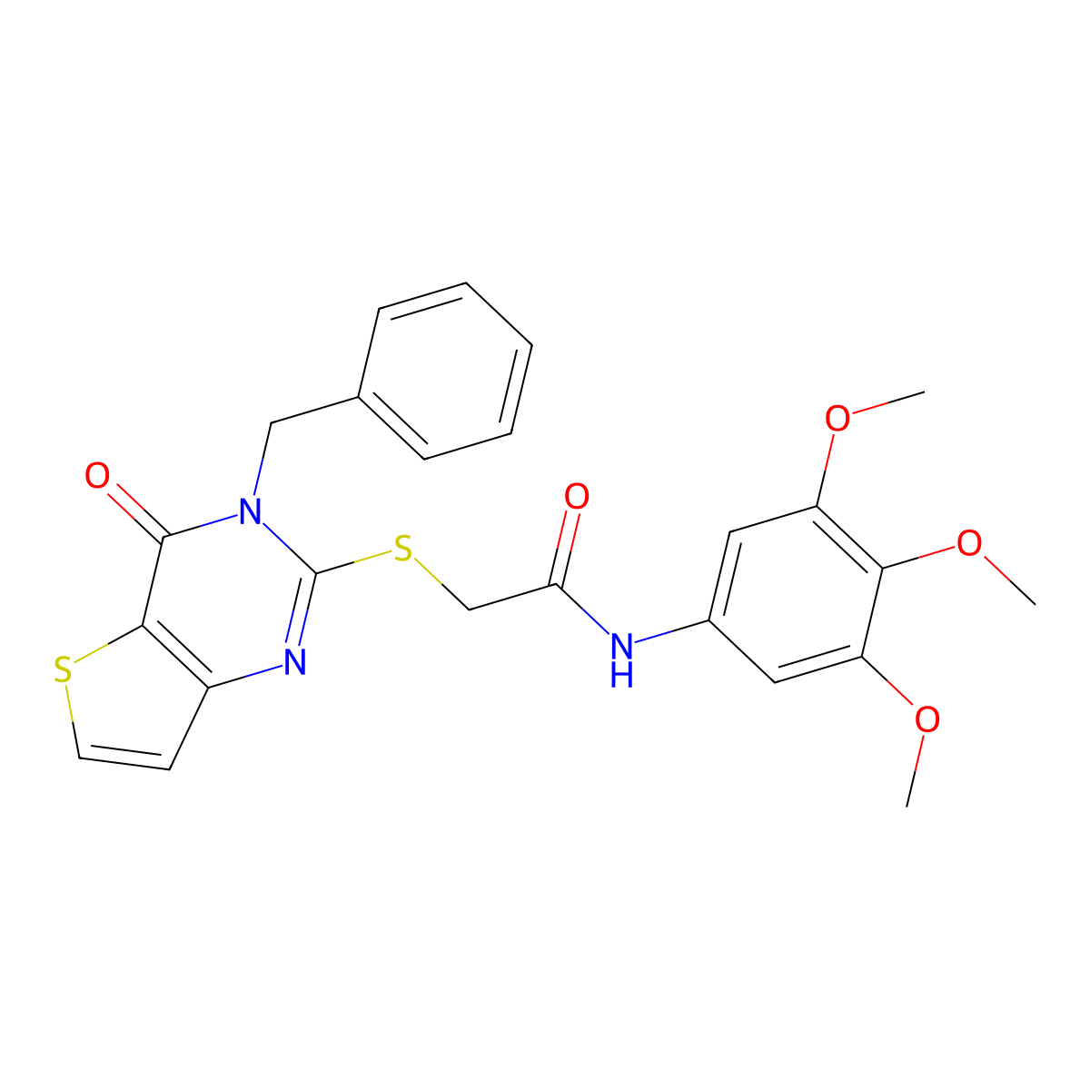 2-({3-benzyl-4-oxo-3H,4H-thieno[3,2-d]pyrimidin-2-yl}sulfanyl)-N-(3,4,5-trimethoxyphenyl)acetamide molecular structure, CAS 1252820-27-1