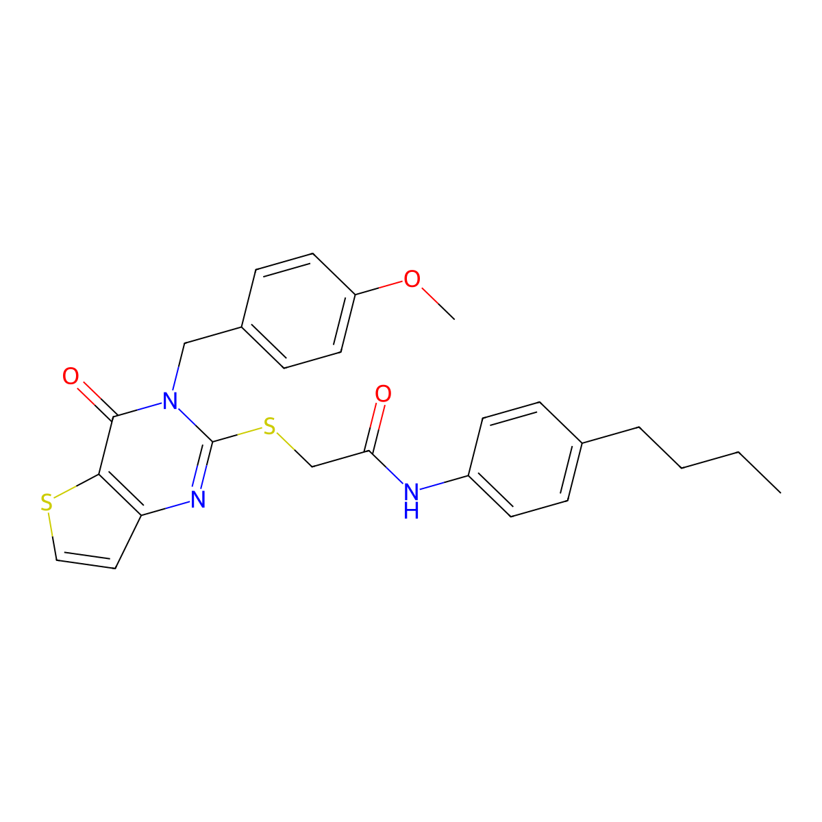 N-(4-butylphenyl)-2-{[3-(4-methoxybenzyl)-4-oxo-3,4-dihydrothieno[3,2-d]pyrimidin-2-yl]sulfanyl}acetamide molecular structure, CAS 1252820-32-8