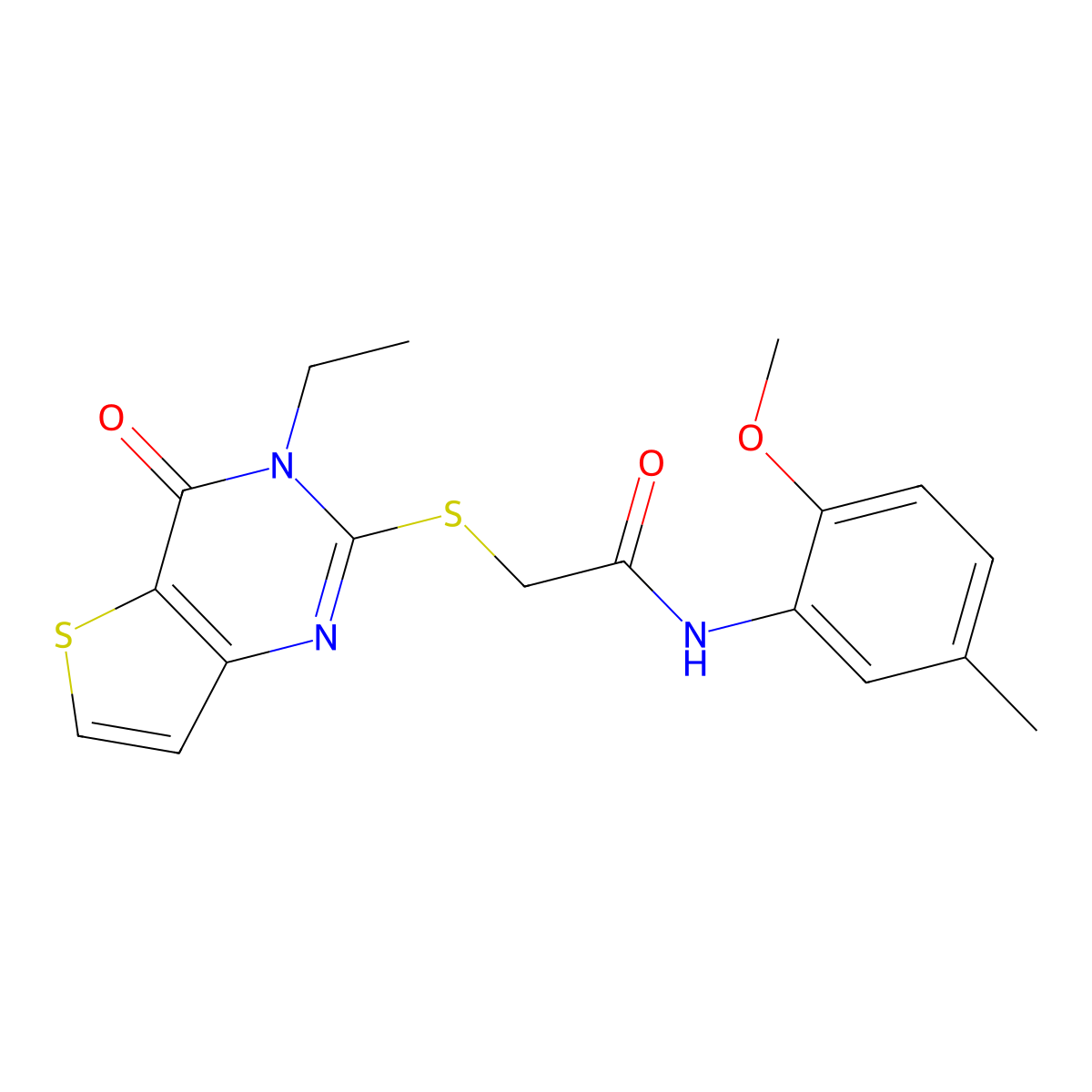 2-({3-ethyl-4-oxo-3H,4H-thieno[3,2-d]pyrimidin-2-yl}sulfanyl)-N-(2-methoxy-5-methylphenyl)acetamide molecular structure, CAS 1252820-64-6